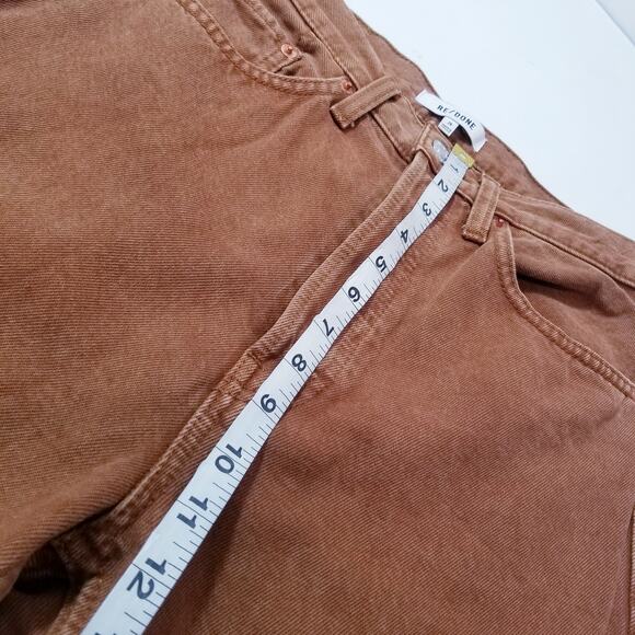 Re/Done 70s Ultra High Rise Stove Pipe Brown Jeans Frayed Hem Button Fly - Picture 8 of 16